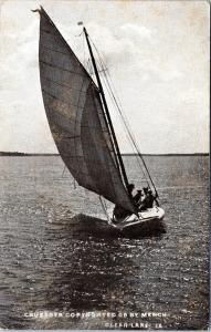 Sailboating Clear Lake Iowa copyright 1908 by Mench Posted June 1911 1c Franklin