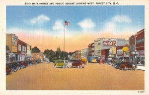 Forest City North Carolina Main Street and Public Square Postcard AA45890 