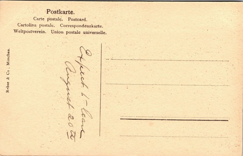 Postcard Germany Munich Pension Finkh hotel interior 1907