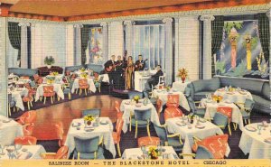 Balinese Room Restaurant Dance Floor Blackstone Hotel Chicago IL linen postcard