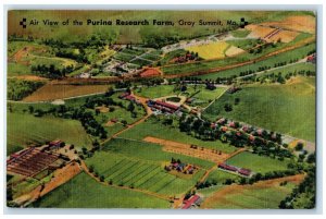 c1940 Air View Purina Research Farm Field Gray Summit Missouri Vintage Postcard