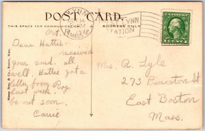 1912 Central Station Lynn Massachusetts MA Railroad Posted Postcard