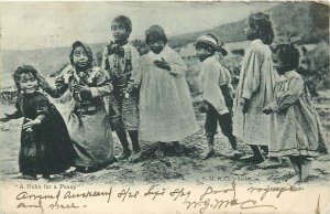 Postcard C-1905 New Zealand Native Children undivided funny expressions FR24-473