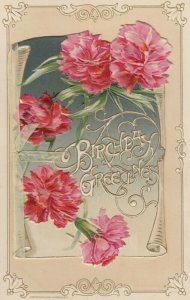 WINSCH BIRTHDAY Booklet  , 1910 ; Carnation Flowers , Note pad inside