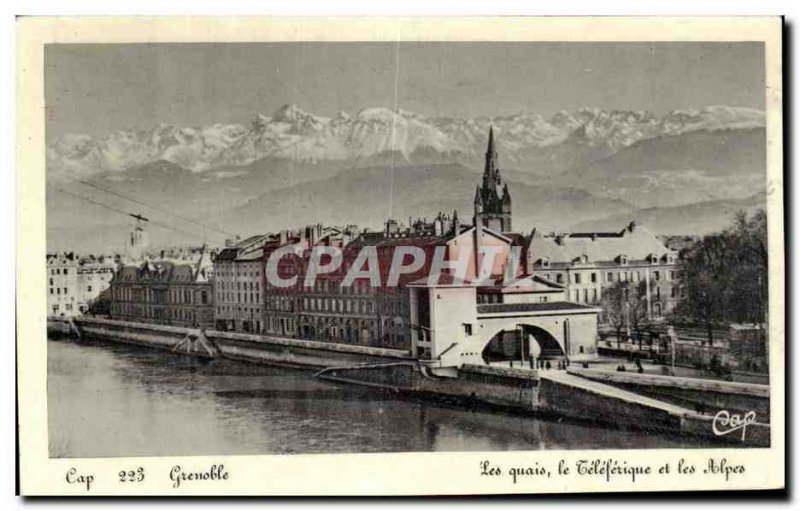 Old Postcard Grenoble The Quays Leleferique And alps