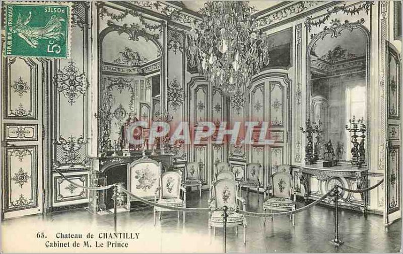 Old Postcard Chateau de Chantilly Cabinet M Prince