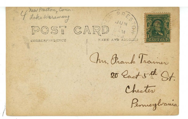 CT - New Preston. Lake Waramaug, Road to Lake ca 1908  RPPC