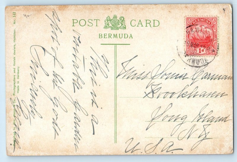 Bermuda Postcard View HM Dockyard Ireland Island c1910 Posted Antique
