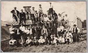 1913 Circus or Carnival Crew Workers Unidentified Location Postcard H82 as is