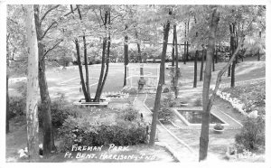 J18/ Indianapolis Indiana RPPC Postcard Fort Benjamin Harrison Firemen Park36