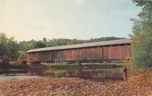 Fishing at Covered Bridge on Delaware River East Branch - Downsville NY New York