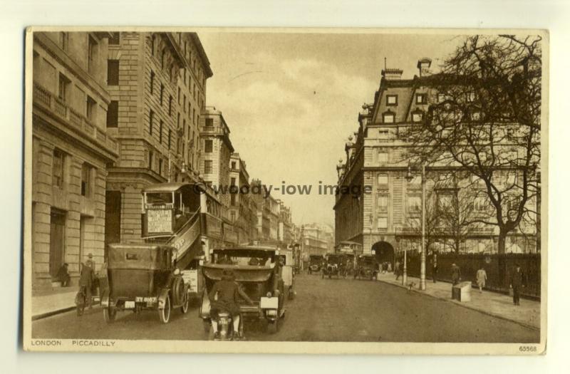 tp7108 - London - Old View of Picadilly with Cars and Buses -  Postcard