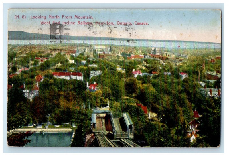 1929 Looking North from Mountain Incline Railway Hamilton Canada Postcard