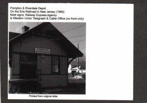 NJ Erie Railroad Train Station Depot Pompton & Riverdale New Jersey Postcard