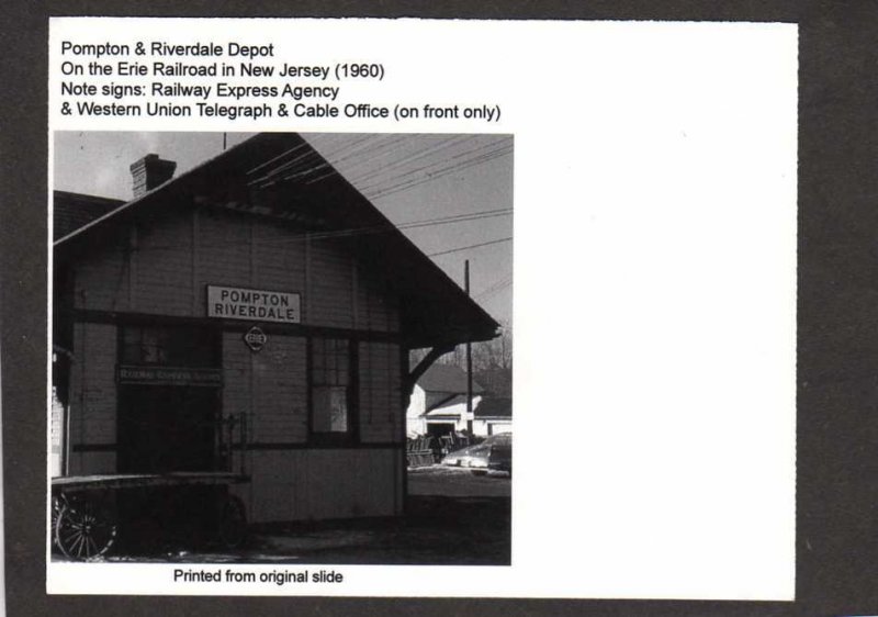 NJ Erie Railroad Train Station Depot Pompton & Riverdale New Jersey Postcard