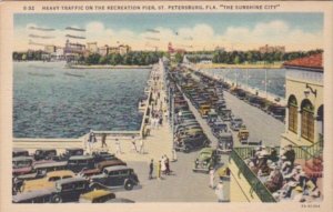 Florida St Petersburg Heavy Traffic On The Recreation Pier 1938 Curteich