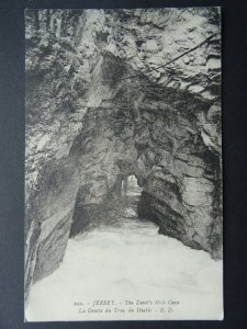 Isle of Jersey THE DEVIL'S HOLE CAVE High Tide - Old Postcard by E.D. 202