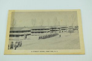 WWI WWII Soldiers Matching Street Fort Dix, New Jersey Vintage Postcard P72