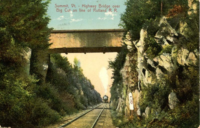 VT - Summit. Covered Highway Bridge over Big Cut on line of Rutland Railroad