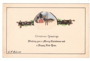 Christmas Greetings, Signed C.R. Cleves, Vintage Christmas Card #1