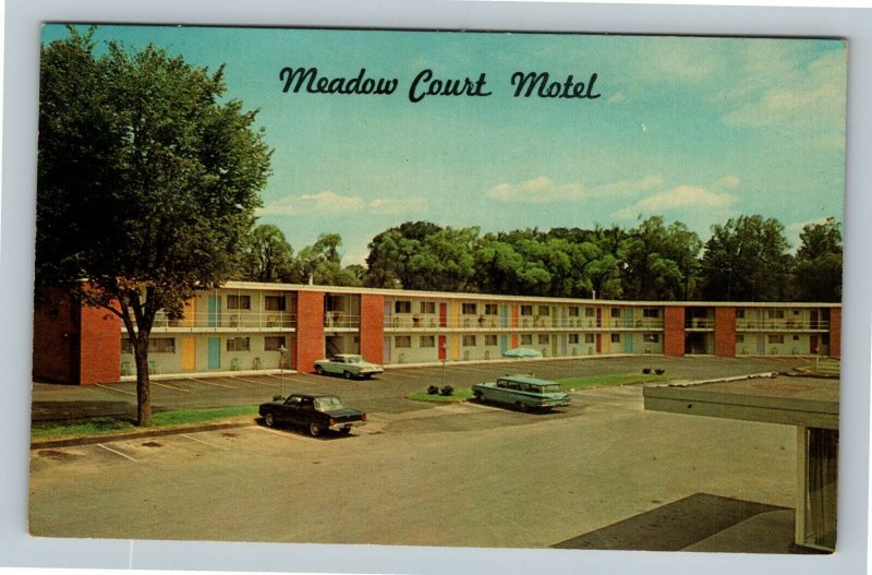 Ithaca NY, Meadow Court Motel Advertising Classic Cars, Chrome New York Postcard 