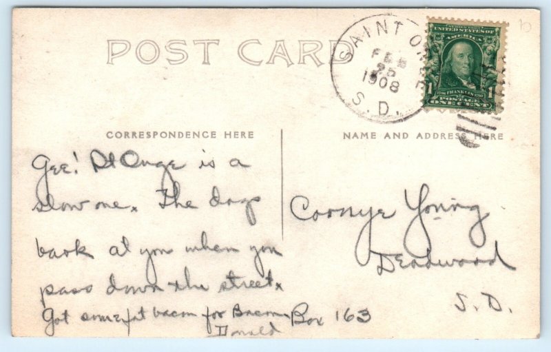 Saint Onge SD South Dakota Saloon Railroad Crossing Real Photo Postcard