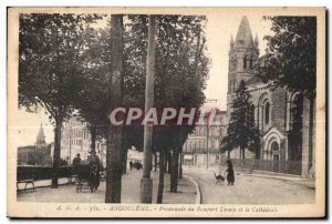 Old Postcard Angouleme Promenade du Rempart Desaix and Cathedrate