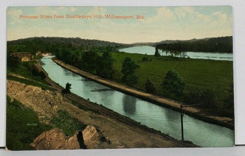 Williamsport Md Potomac River from Doubledays Hill 1908  Hagerstown Postcard M3