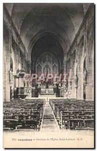 Old Postcard Fougeres Interior of I Church of St Leonard