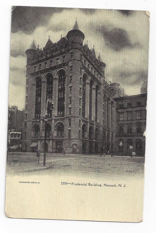 Newark NJ Prudential Building Souvenir Post Card Co Vintage UND Postcard ca 1905