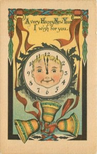 Clown Face Happy New Year C-1910 Artist impression Postcard 21-13233