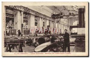 Old Postcard Le Creusot Factories Schneider Assembly Lance torpedo tubes