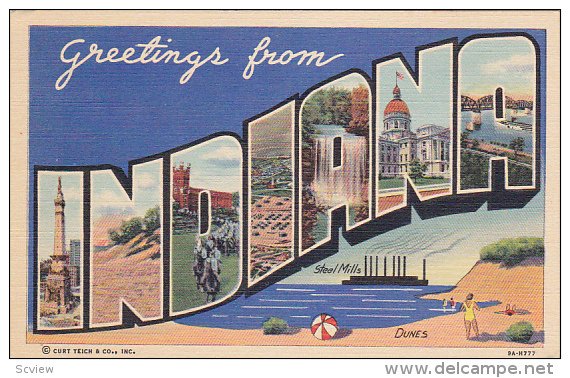 Large Letter Greetings , INDIANA , 30-40s