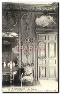 Old Postcard Rambouillet Chatau The panel of woodwork's study of the Presiden...