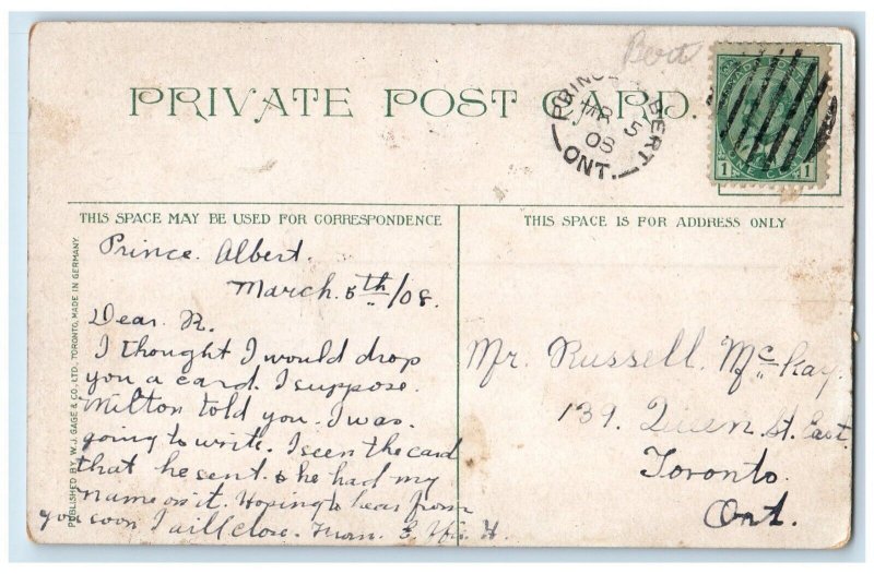1908 Tobogganing The Spill Prince Albert Ontario Canada Antique Postcard
