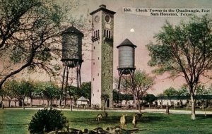 C. 1910 Clock Tower in the Quadrangle, Fort Sam, Houston, TX Postcard P50