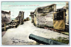 1910 Cannon Ruins Entrance Fort Marion St. Augustine Florida FL Postcard 
