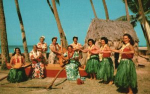 Vintage Postcard Hula Show At Kapoilani Park Dancers And Musicians Hawaiian Show 