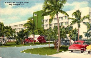Key Biscayne, FL Florida  KEY BISCAYNE HOTEL Linen ROADSIDE Advertising Postcard
