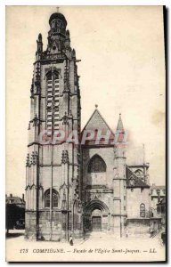 Old Postcard Compiegne Facade of the Church of Saint Jacques