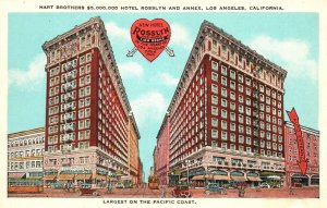 Hart Brothers Hotel Rosslyn and Annex Los Angeles California CA Vintage Postcard