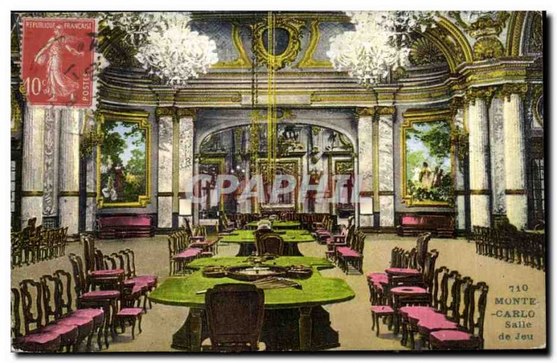 Old Postcard Monte Carlo Casino Game room