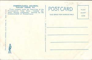 Pennsylvania Columns Valley Forge PA WB Postcard VTG UNP Curt Teich Vintage