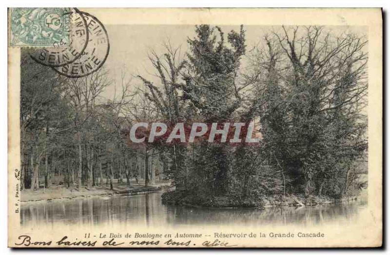 Old Postcard Paris The Bois de Boulogne in Fall of the Great Reservoir