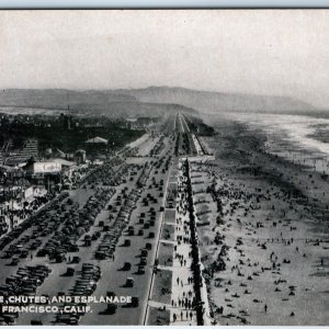 c1920s San Francisco, CA Beach Birds Eye Photo Print Cliff House Chute Cars A164