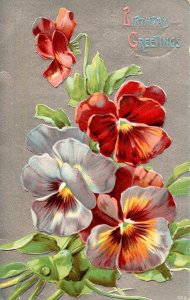 Greeting - Birthday. Embossed, Silver Foil