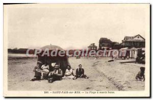 Old Postcard Saint Pair Sur Mer Beach