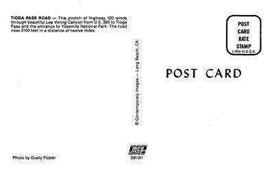 TIOGA PASS ROAD Highway 120 Lee Vining Canyon Yosemite c1960s Vintage Postcard