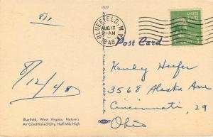 Bluefield West Virginia 1948 West Virginian roadside Postcard linen MWM 12589