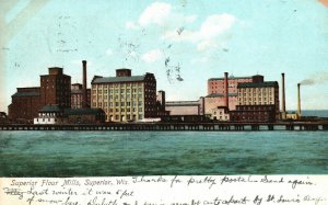 Vintage Postcard 1907 Superior Flour Mills Superior Wisconsin WI